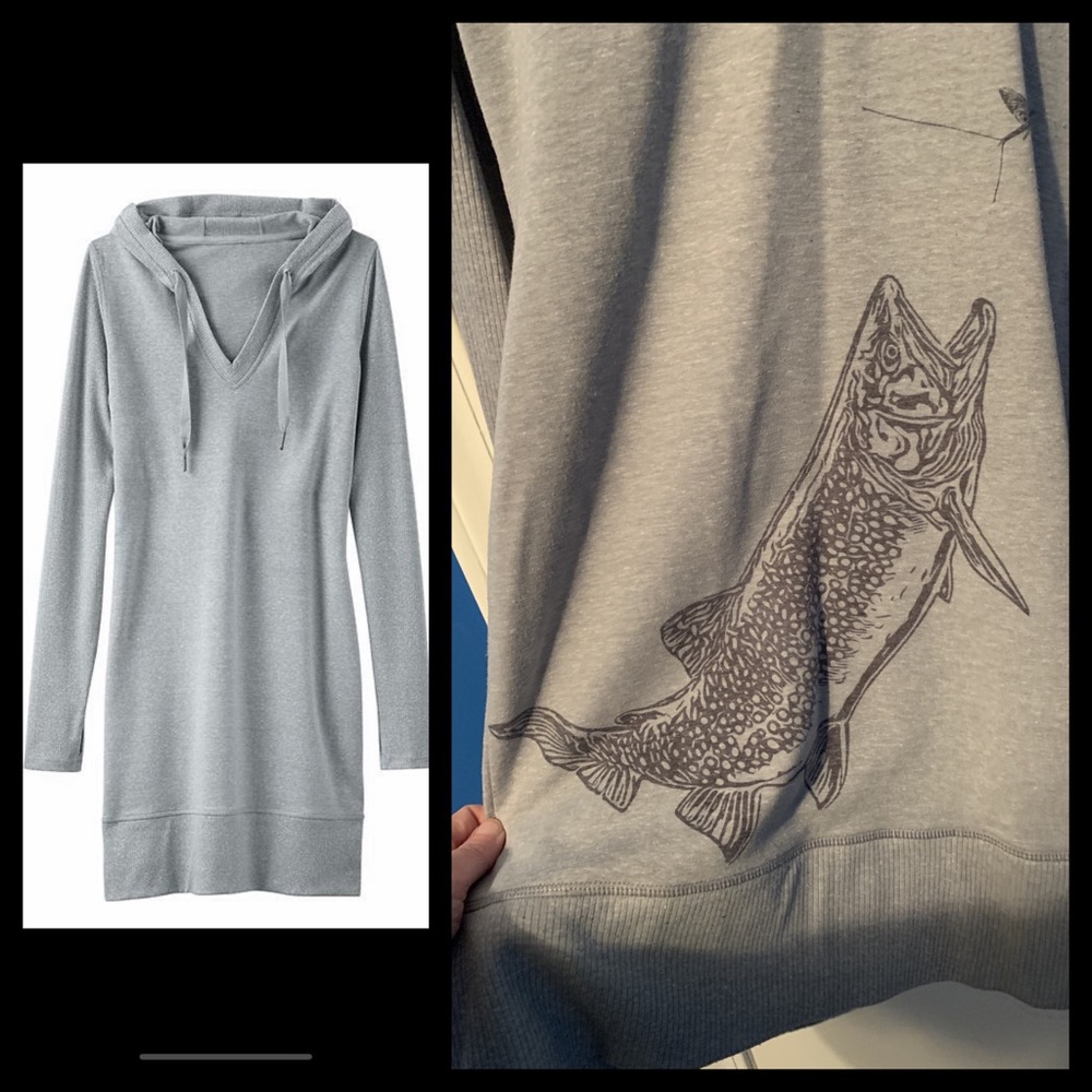 Athleta bliss hooded tunic dress brook trout XS